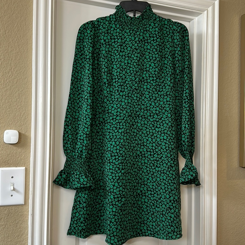 NWT!!‎ MNG Green Flower Dress SIZE 4 New with Tags